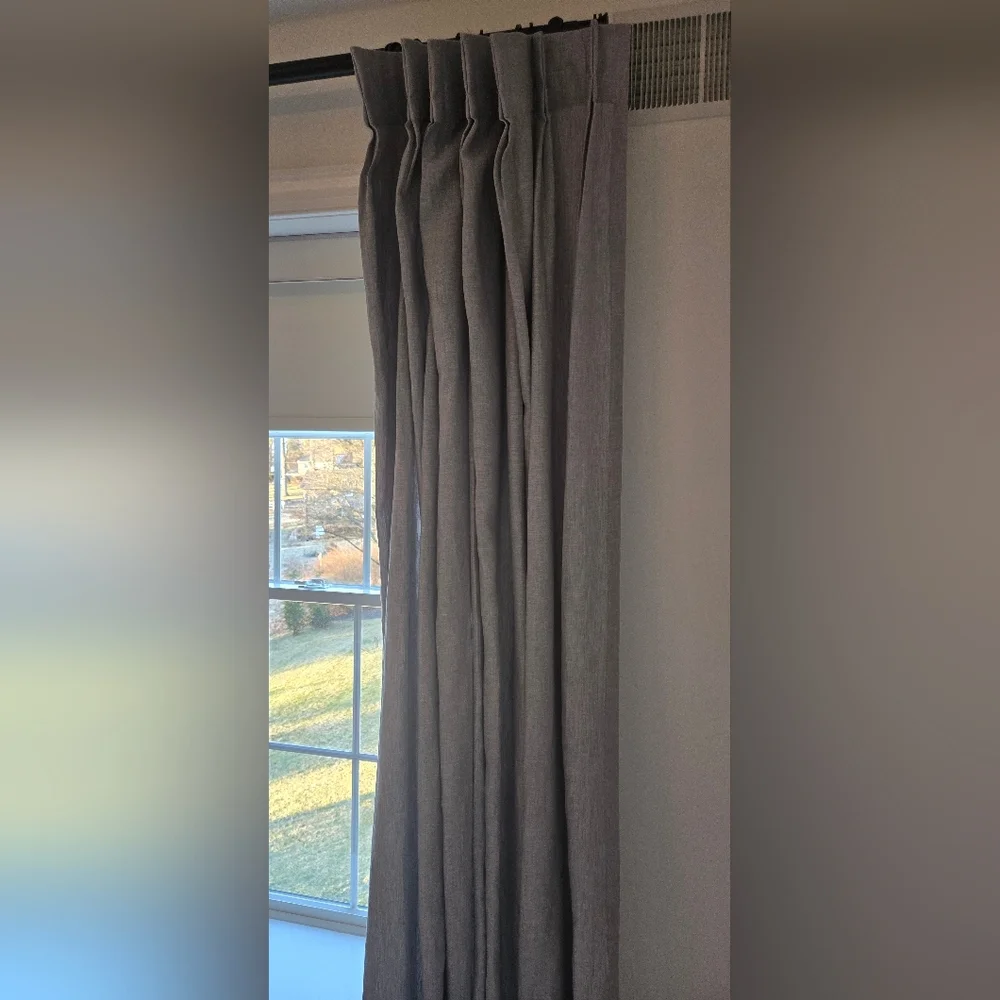 WEST ELM • European Flax Linen Curtain Panels, Set Of 2, Chambray Blue, 48x96